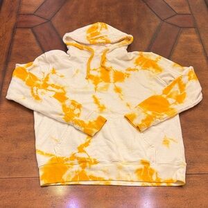 Outerknown Men's White and Gold Tie-Dye Hoodie